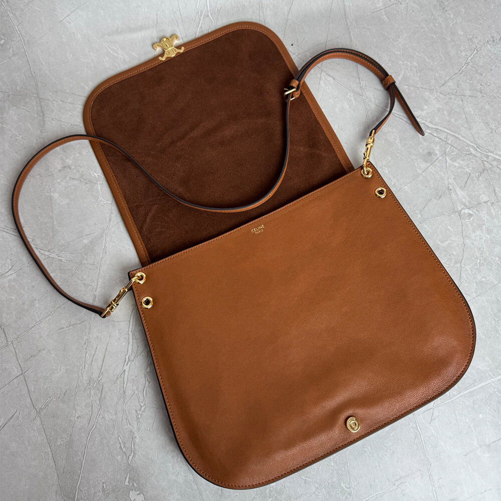 Ce1i*e SOFT TRIOMPHE BESACE IN S*pPLE SHINY LAMBSKIN(HIGH-END GRADE)