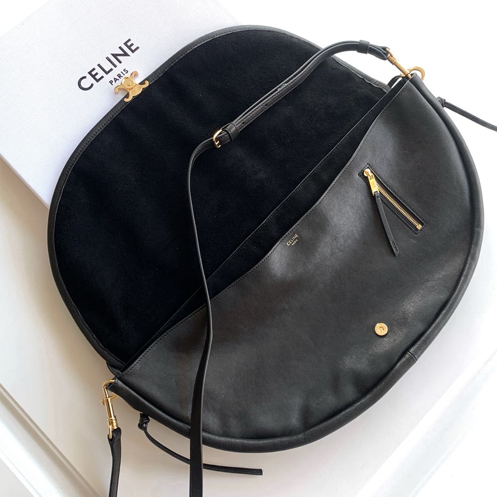Ce1i*e HALFMOON SOFT TRIOMPHE BAG IN S*pPLE SHINY LAMBSKIN(HIGH-END GRADE)