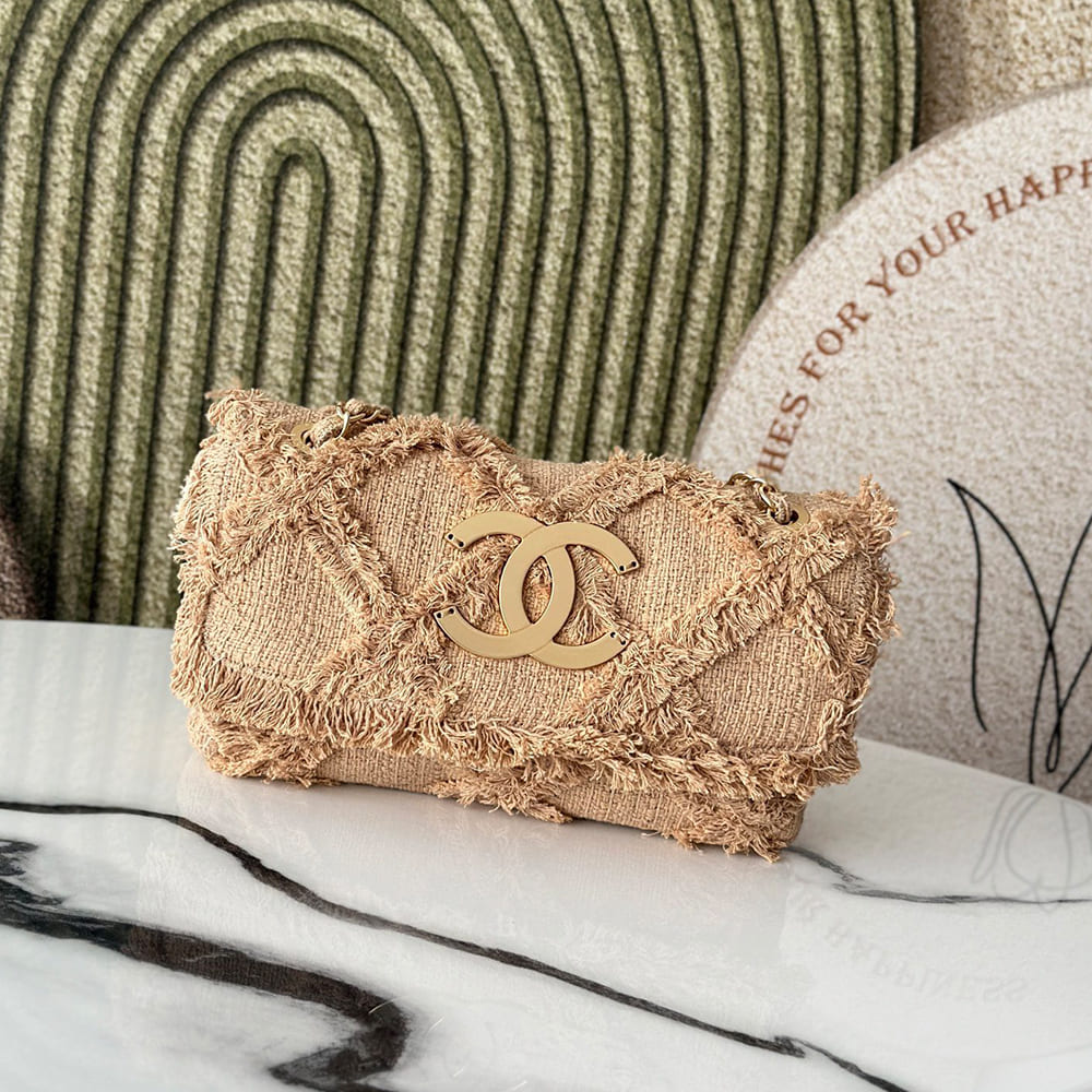 Ch**el Crochet Tweed Flap Bag(HIGH-END GRADE)