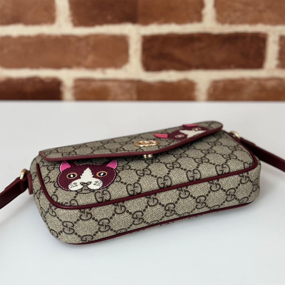 GG Svp*me Monogram Cat Print Mini Shoulder Bag(HIGH-END GRADE)