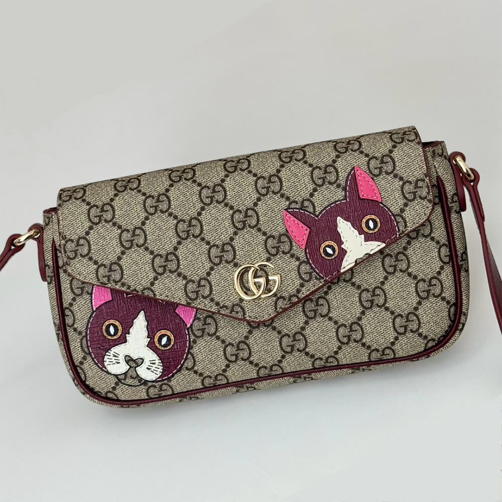 GG Svp*me Monogram Cat Print Mini Shoulder Bag(HIGH-END GRADE)