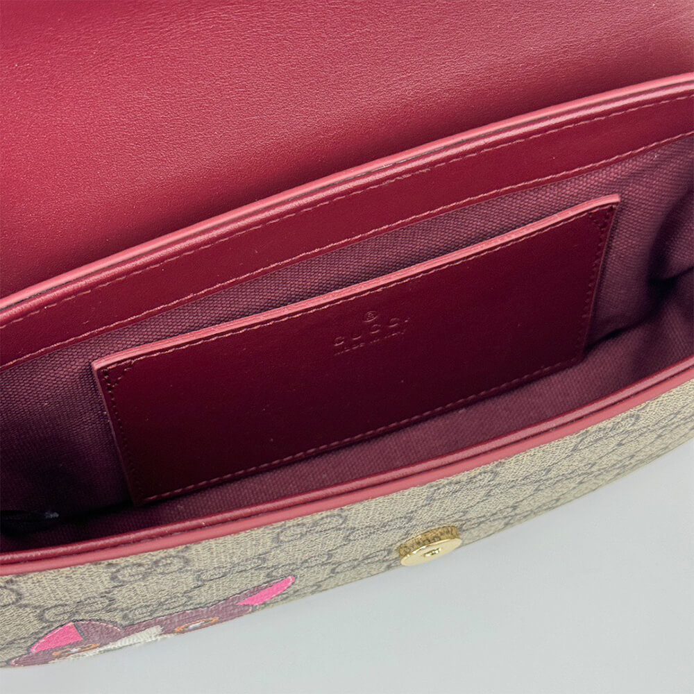 GG Svp*me Monogram Cat Print Mini Shoulder Bag(HIGH-END GRADE)